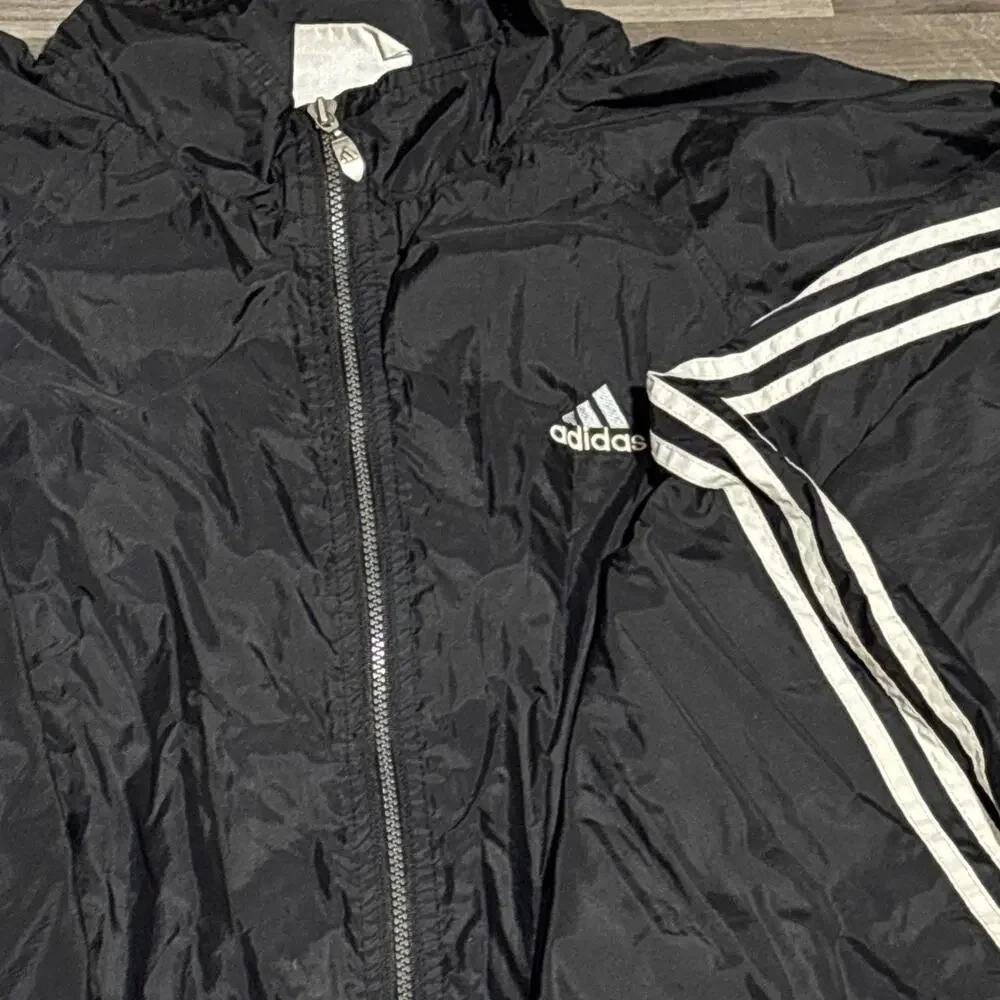 Vintage 90s Adidas 3 Stripe Track Jacket Black 2XL Clean